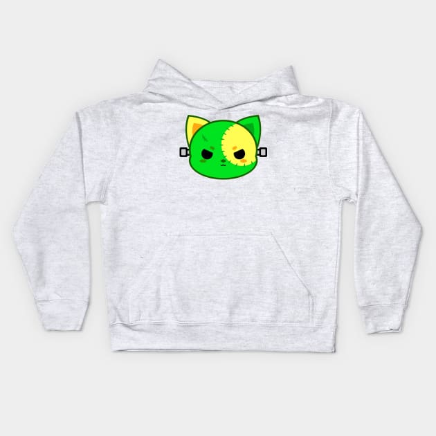 Cute Frankenstein Cat Kids Hoodie by alien3287